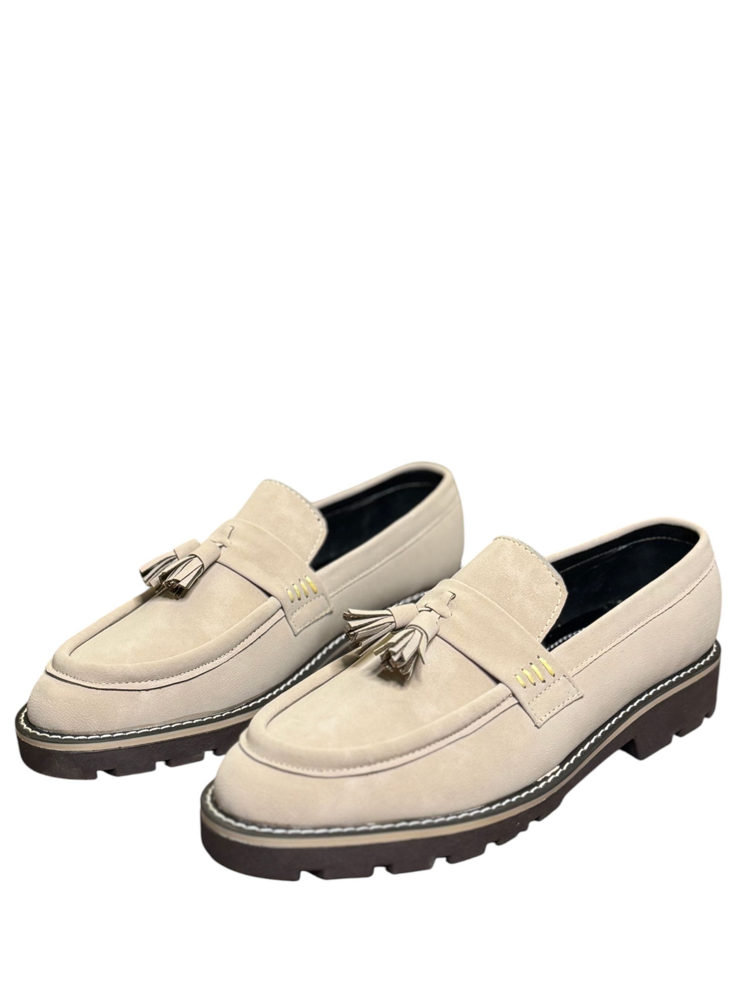 Beige Nubuck Leather Loafers